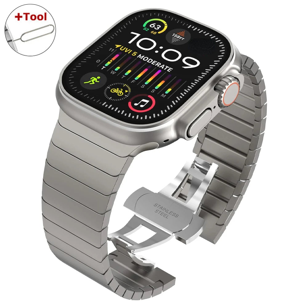 Ultra Titanium Stainless Steel Band for Apple Watch 10–4, 49mm–44mm