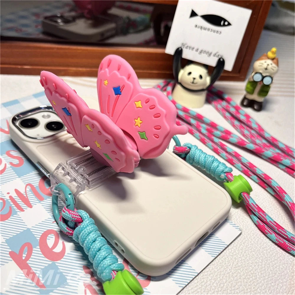 Y2K Butterfly Star Silicone Phone Lanyard Strap Bracelet for Girls