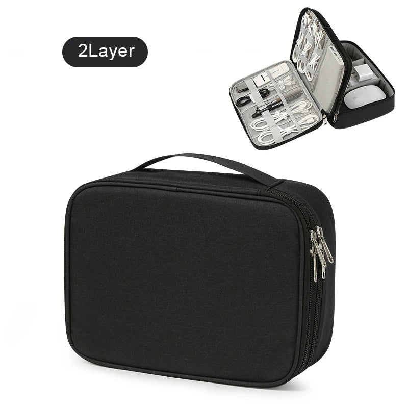 Waterproof Travel Cable Organizer Bag – USB Charger & Wire Storage Case