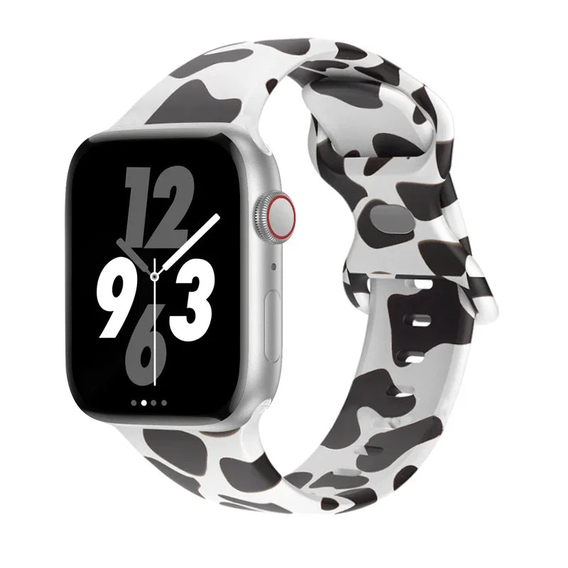 Floral Silicone Strap for Apple Watch Ultra & Series 3–9 (38–49mm)