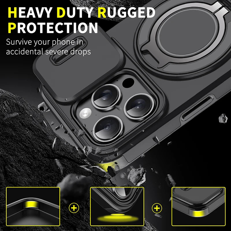 360° Rotating Ring Holder Car Mount Case for iPhone 16 15 14 Pro Max