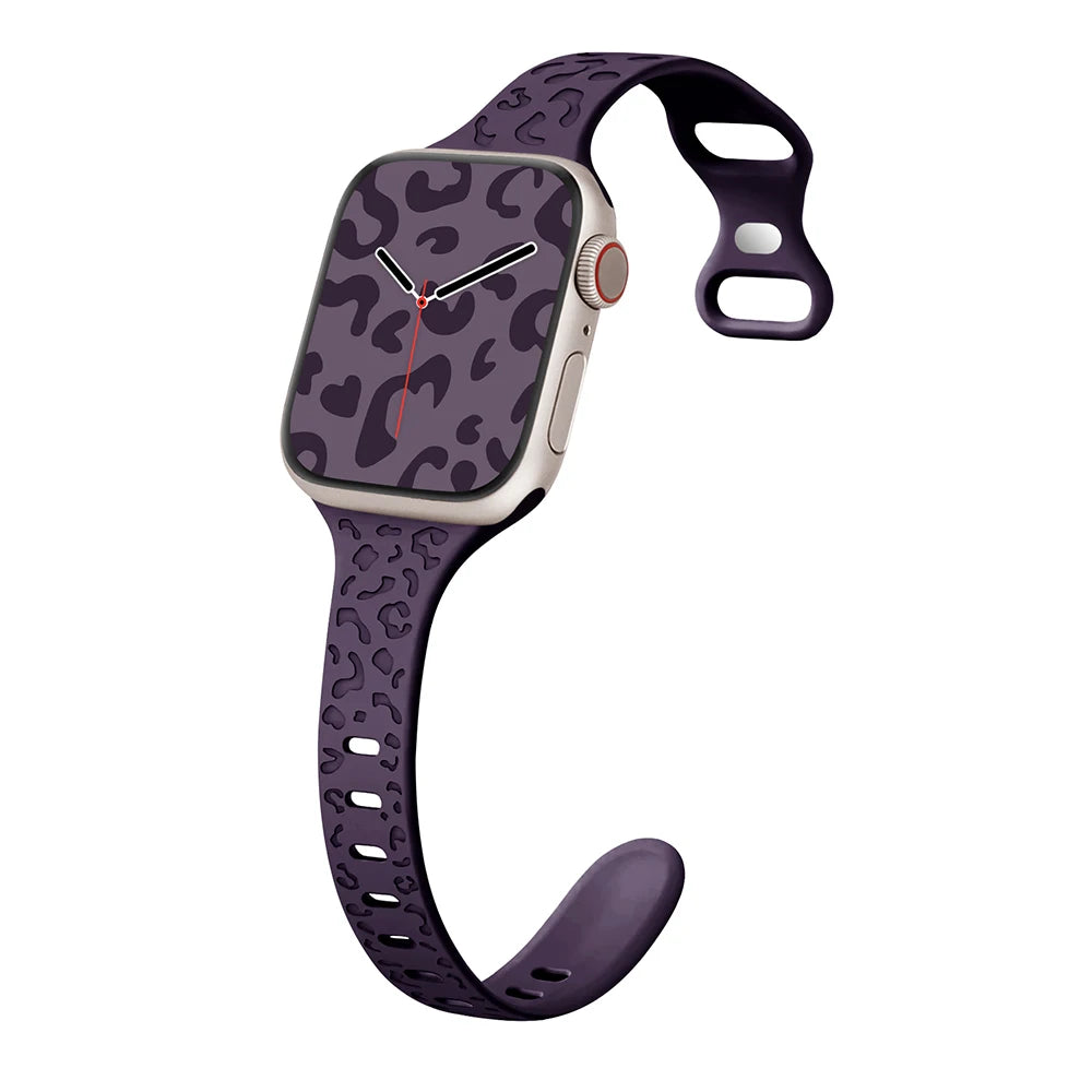 Engraved Slim Silicone Band for Apple Watch Series 9/8/7/6/SE/Ultra