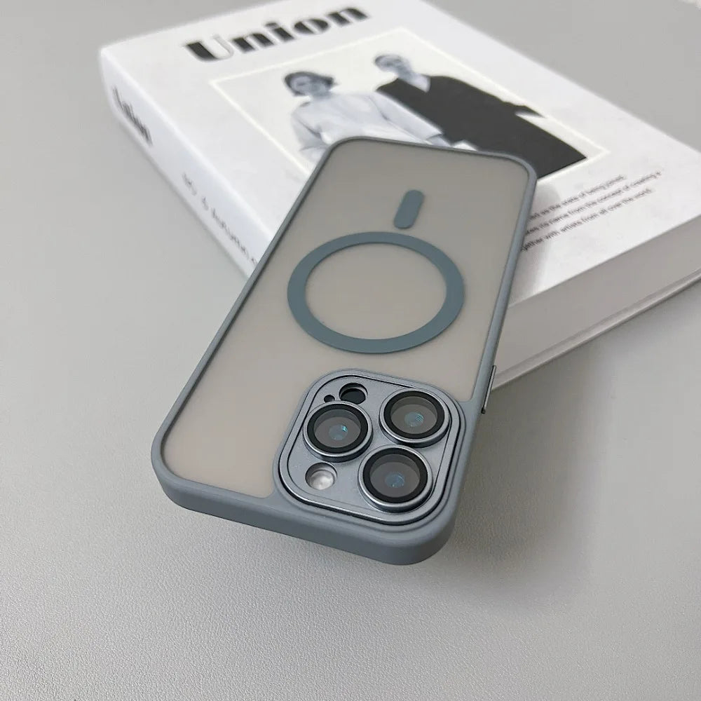 Magnetic Matte Translucent Armor Case for iPhone 15 14 Pro Max – MagSafe