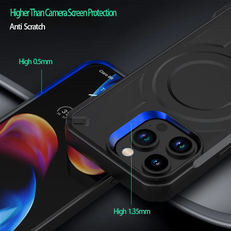 Silicone Fiber Multilayer Case for iPhone 11–16 Pro Max – MagSafe & Shockproof