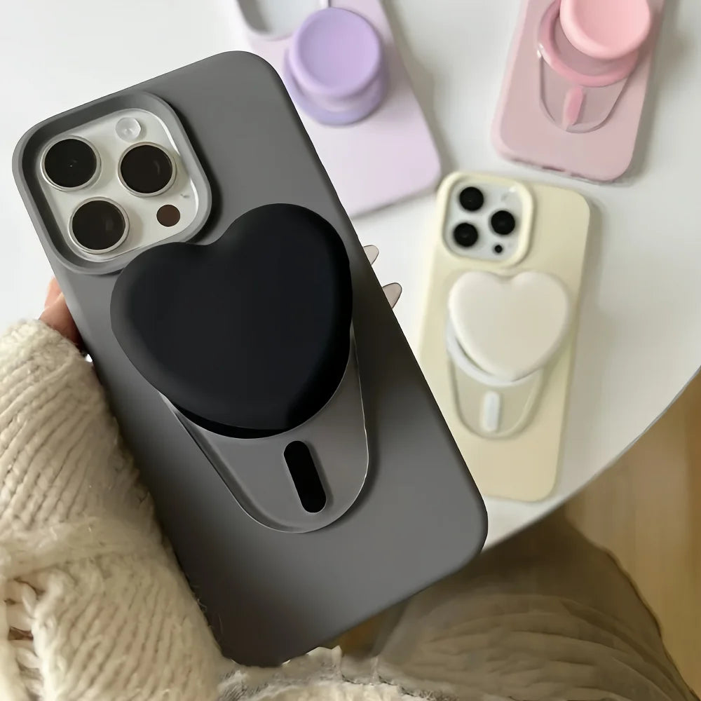 MagSafe Silicone Heart Oval GripTok Phone Finger Grip Holder for Magnetic Support