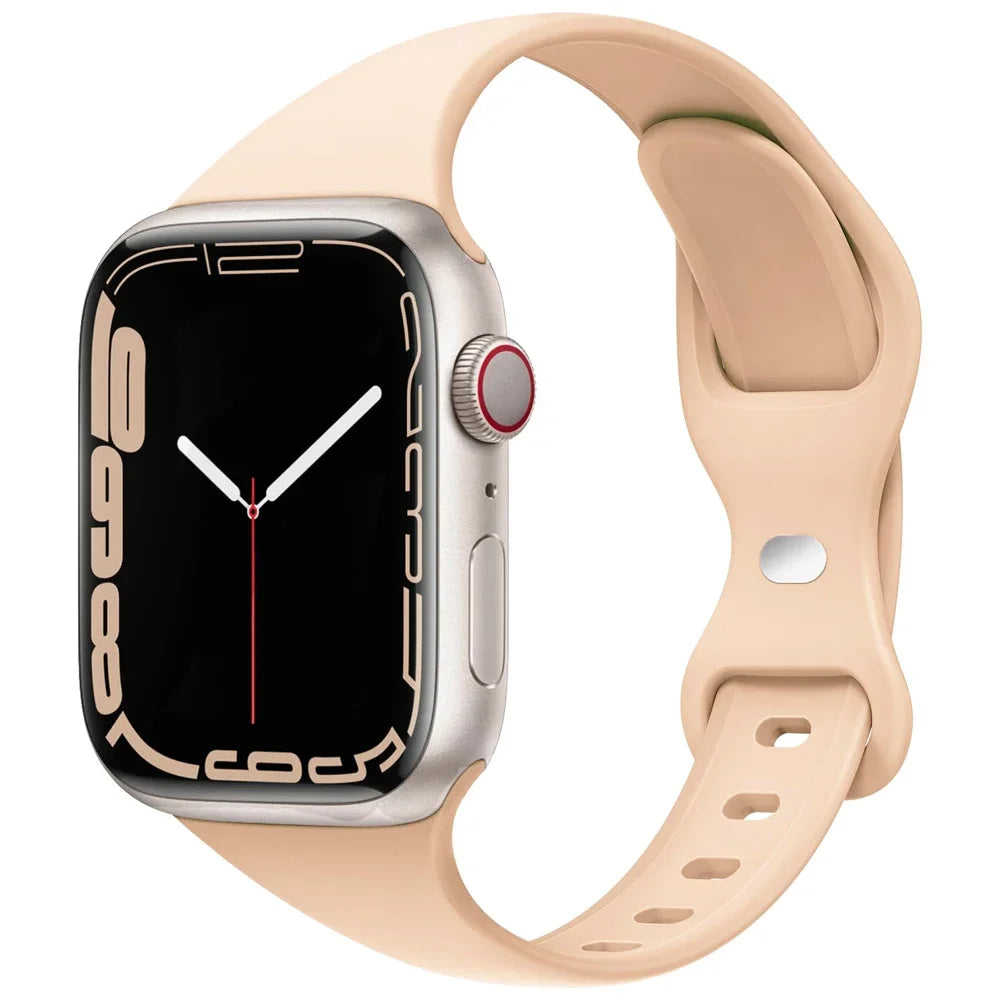 Slim Silicone Sport Strap for Apple Watch 38-49mm Series 3 to Ultra 2