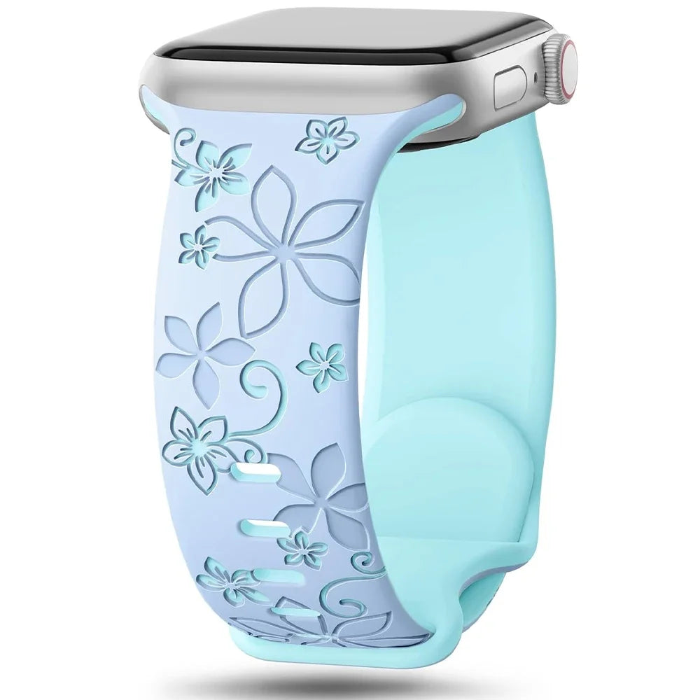 Engraved Silicone Band for Apple Watch Ultra SE 9 8 7 6 – Women’s Strap