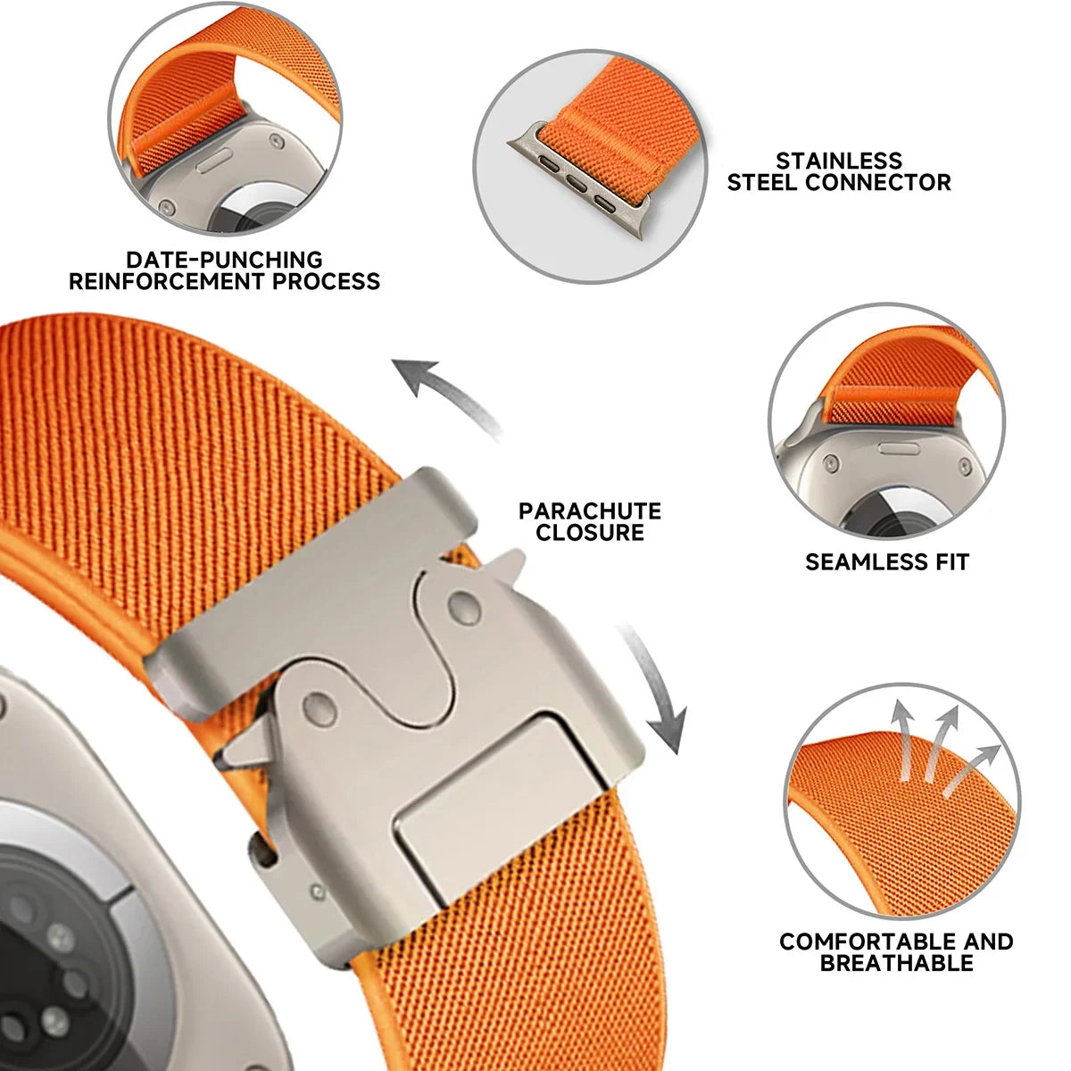 Braided Nylon Strap for Apple Watch Ultra 2/Series 10–6, SE (41–49mm)