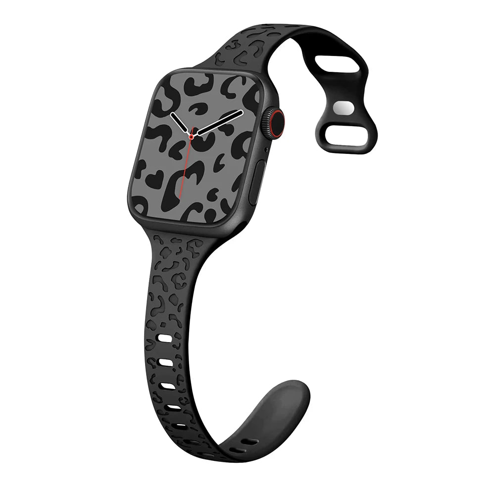 Engraved Slim Silicone Band for Apple Watch Series 9/8/7/6/SE/Ultra