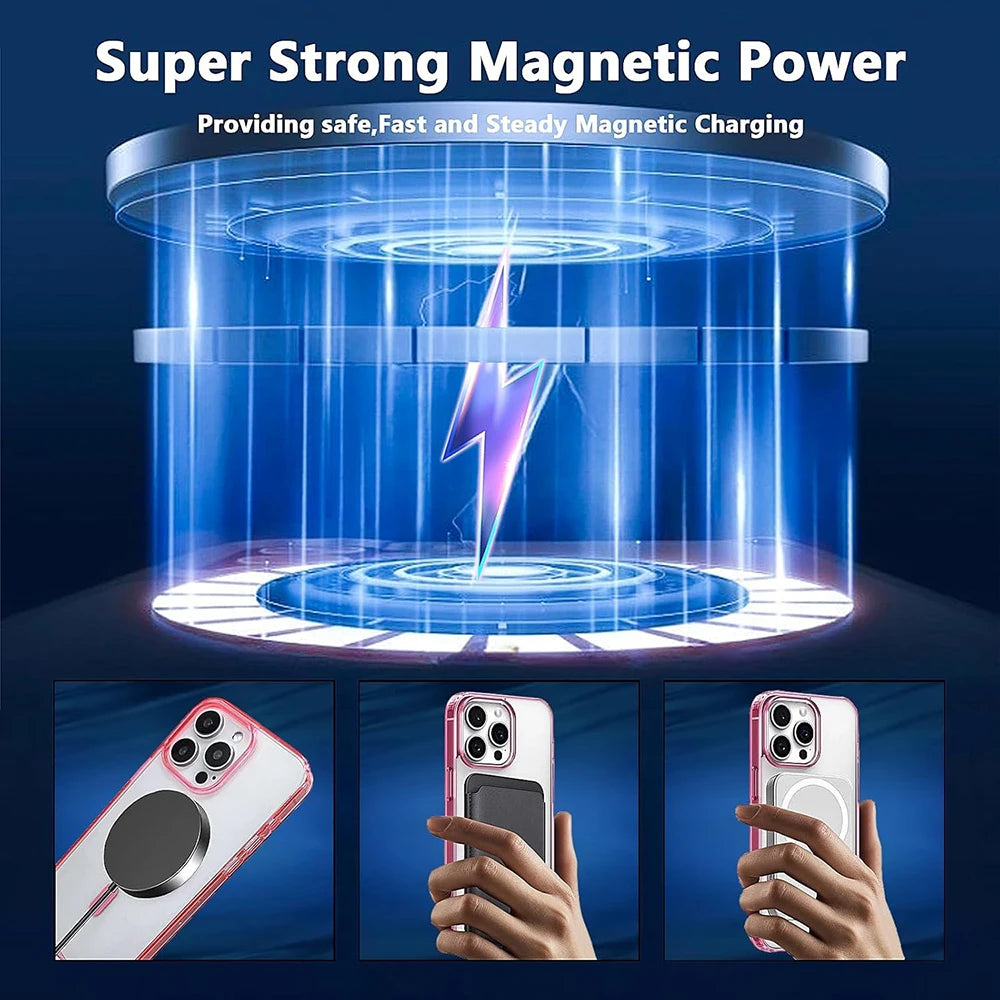 Strong Magnetic MagSafe Hybrid Case Matte Candy Colors for iPhone 11 to 16 Pro Max
