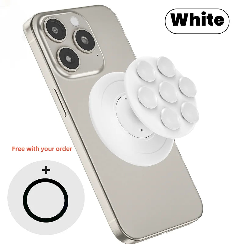 Magnetic Silicone Suction Cup Phone Grip for iPhone Samsung MagSafe Stand