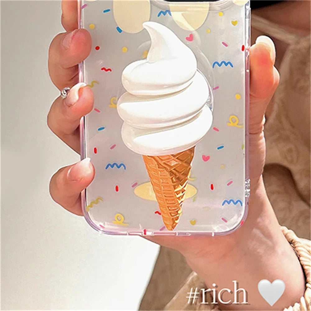 Cute 3D Ice Cream Folding Finger Ring Holder - Phone Grip & Stand