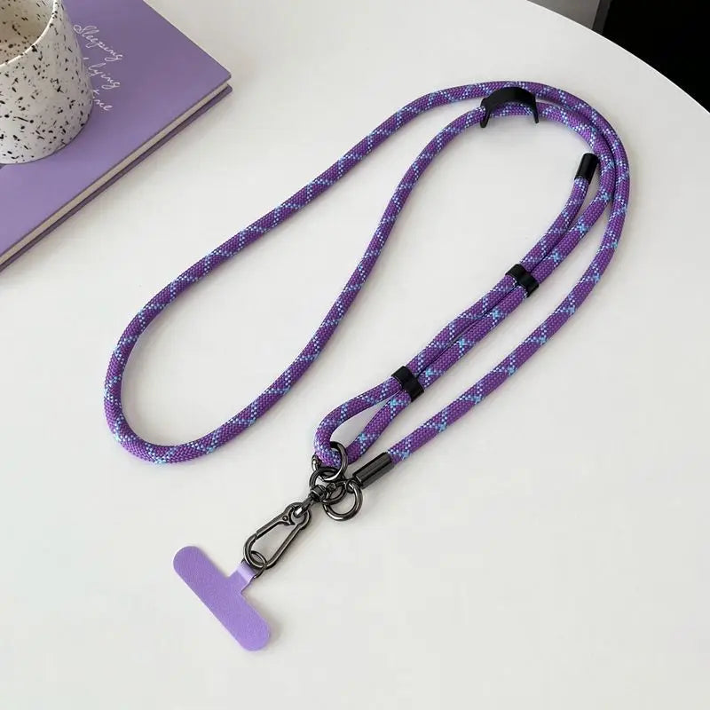 Purple Adjustable 150cm Crossbody Phone Lanyard Strap with Clip
