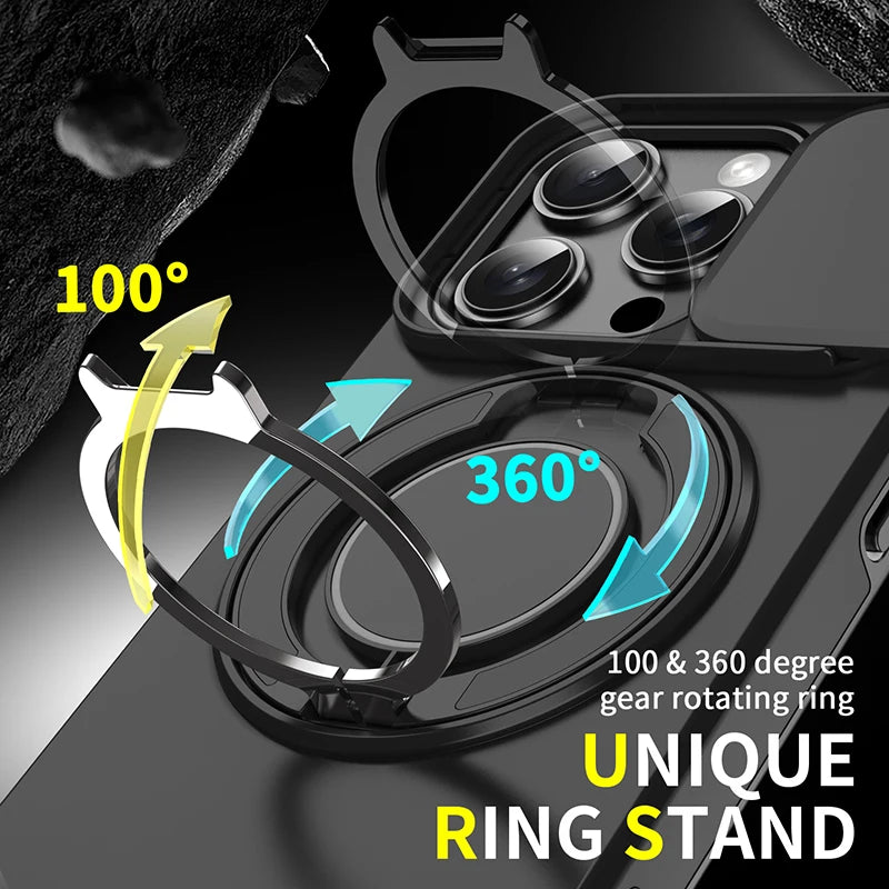 360° Rotating Ring Holder Car Mount Case for iPhone 16 15 14 Pro Max