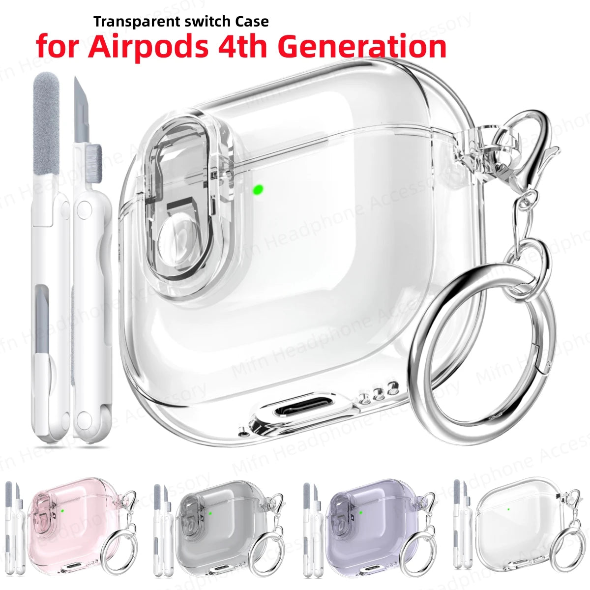 Electroplated Transparent Case for AirPods 4 – Shockproof Protective Cover