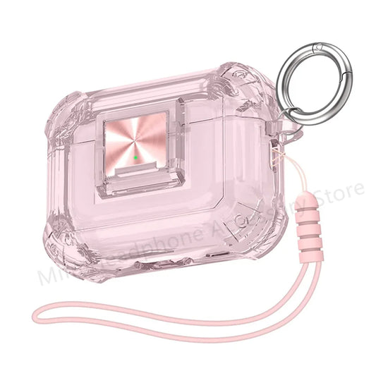 Transparent Lock Case for AirPods Pro 1 2 3 with Lanyard & Keyring