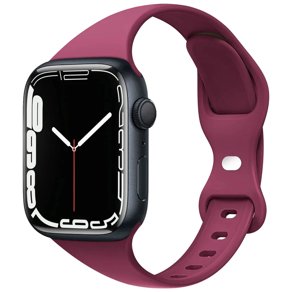 Slim Silicone Sport Strap for Apple Watch 38-49mm Series 3 to Ultra 2