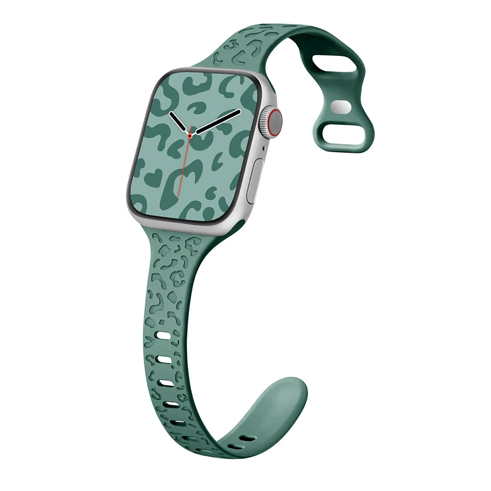 Engraved Slim Silicone Band for Apple Watch Series 9/8/7/6/SE/Ultra