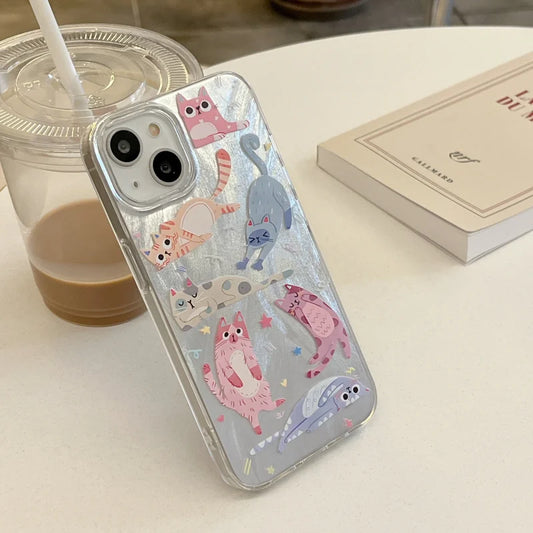 Cute Kitten Graphic Phone Case for iPhone 15 14 13 12 11 SE X XR XS Max