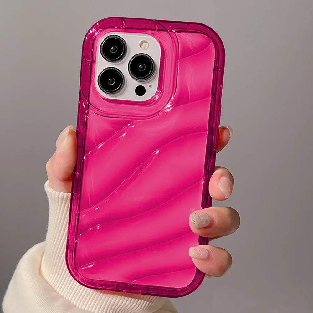 Wavy Soft Candy Case for iPhone 16–11 Pro Max – Shockproof Silicone