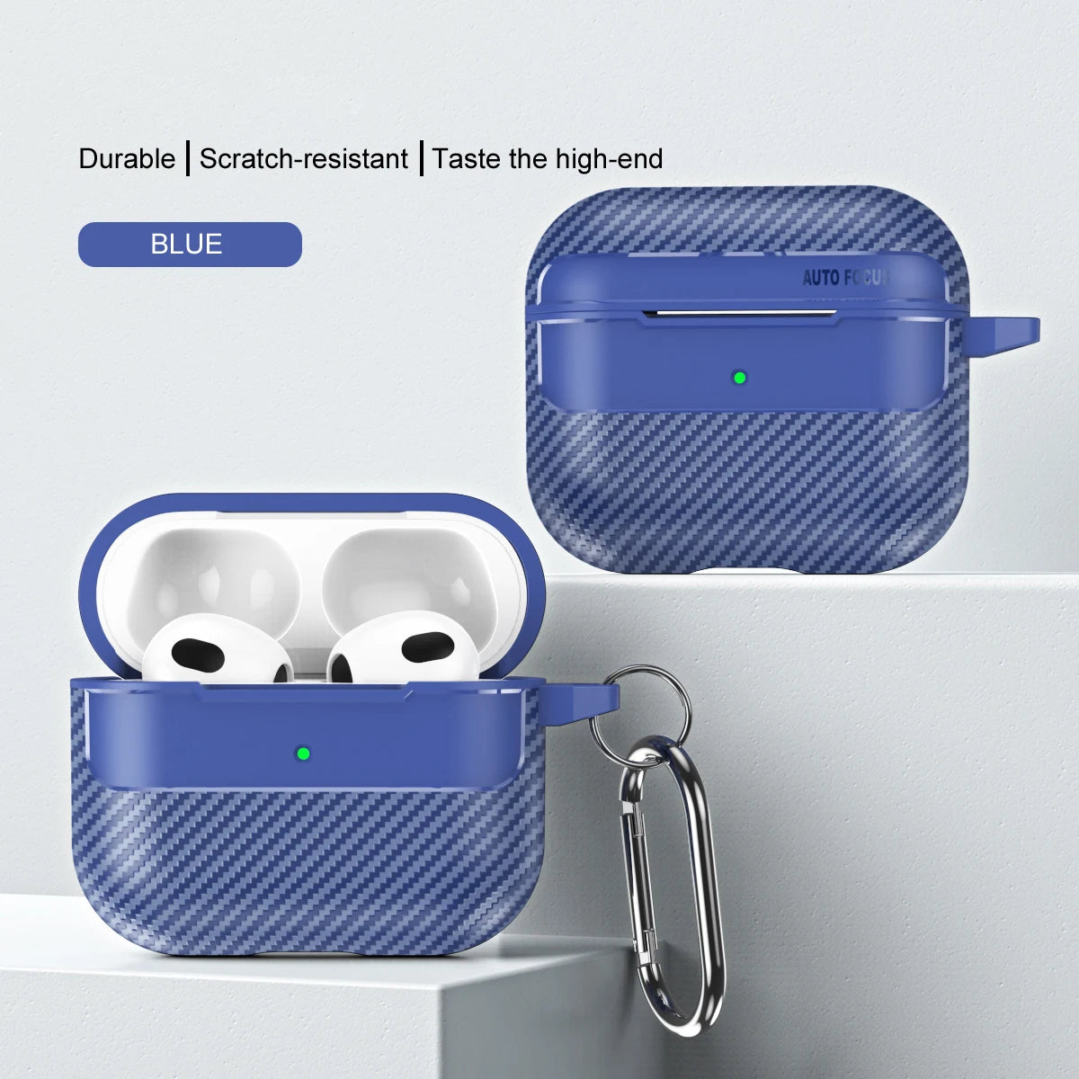Waterproof Carbon Fiber Silicone Case for AirPods Pro 2 & 3 – Shockproof & Hook
