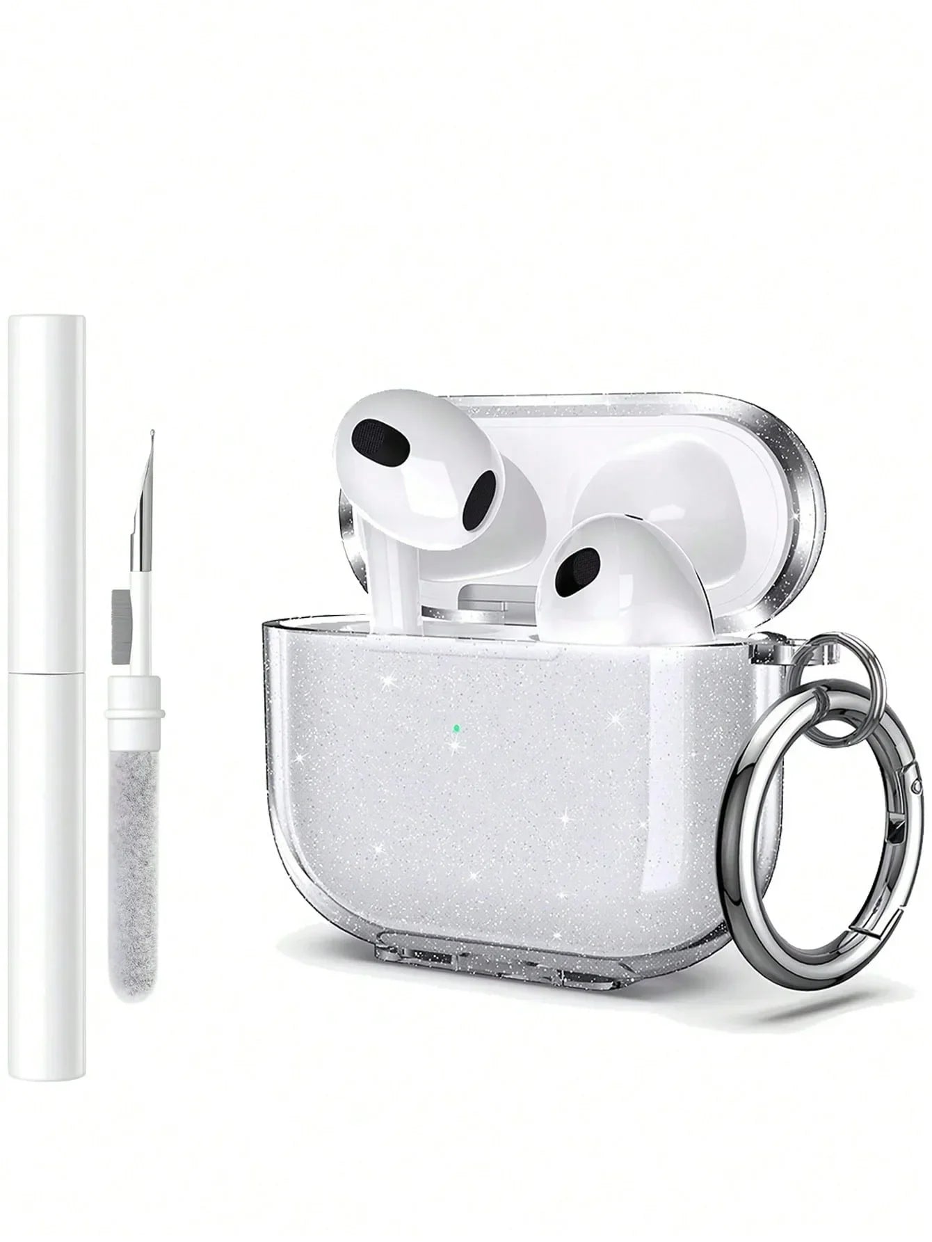 Clear Glitter Case for AirPods 1–4 & Pro 2 with Cleaning Kit