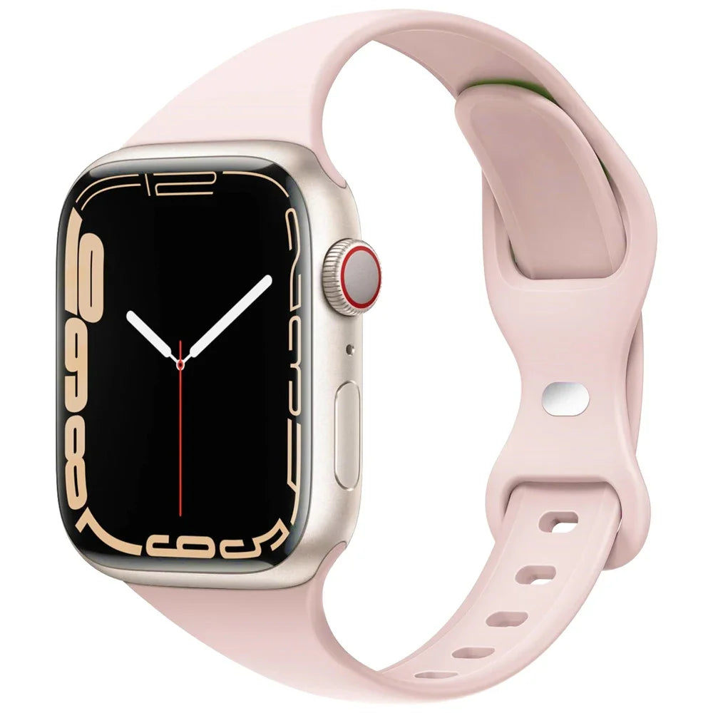 Slim Silicone Sport Strap for Apple Watch 38-49mm Series 3 to Ultra 2