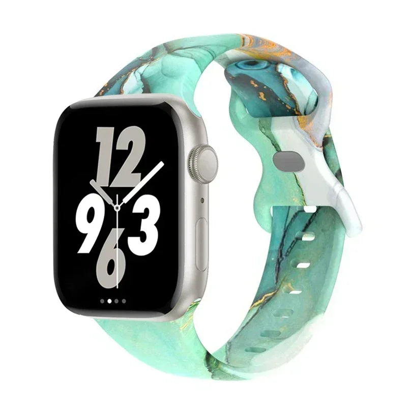 Floral Silicone Strap for Apple Watch Ultra & Series 3–9 (38–49mm)