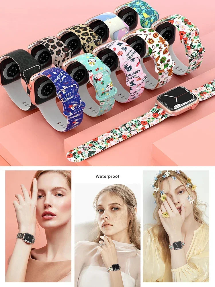 Black Unity Printed Silicone Band for Apple Watch (38–49 mm, Ultra 2, SE–9)
