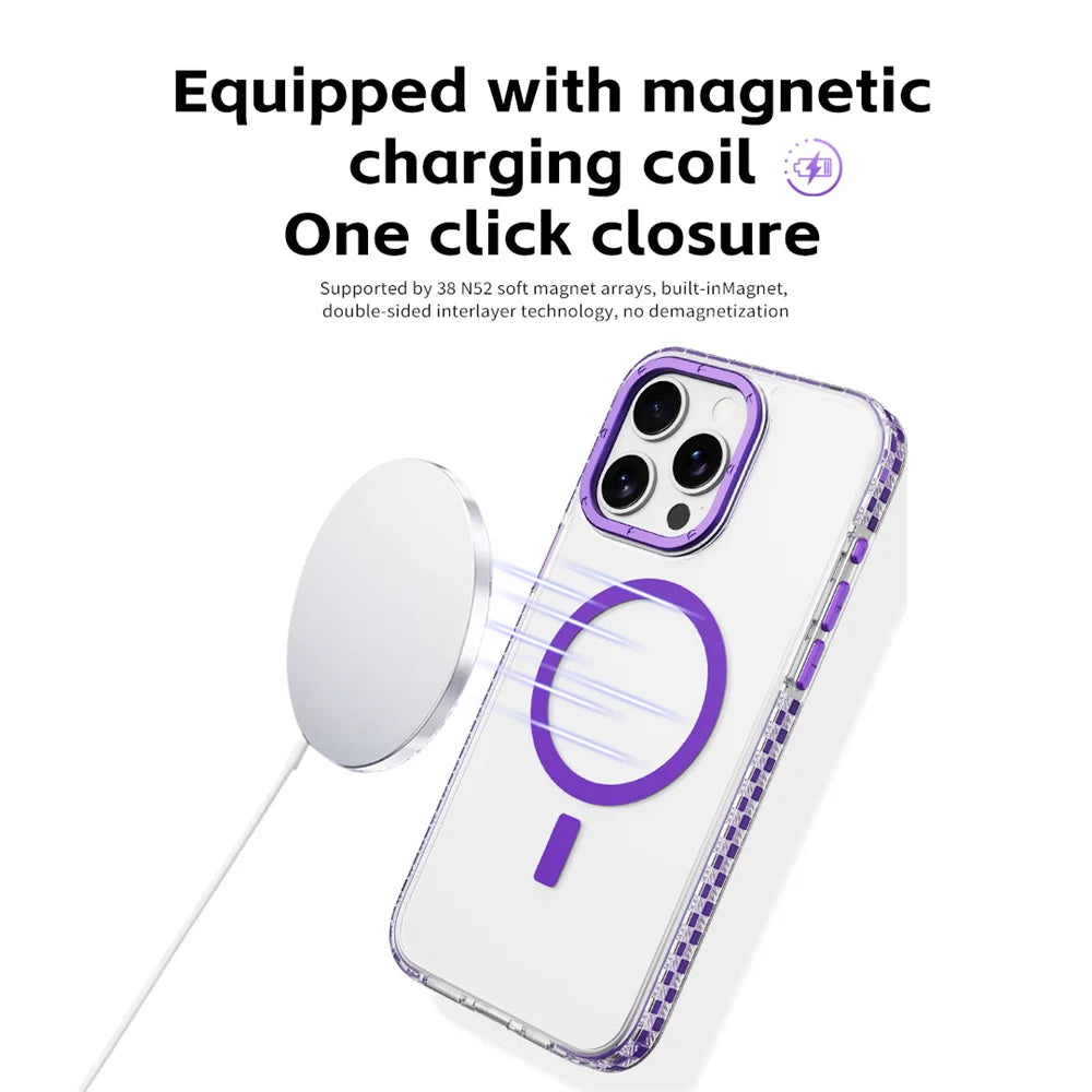 Transparent MagSafe Case for iPhone 16 15 14 Pro Max – Hybrid Armor Cover