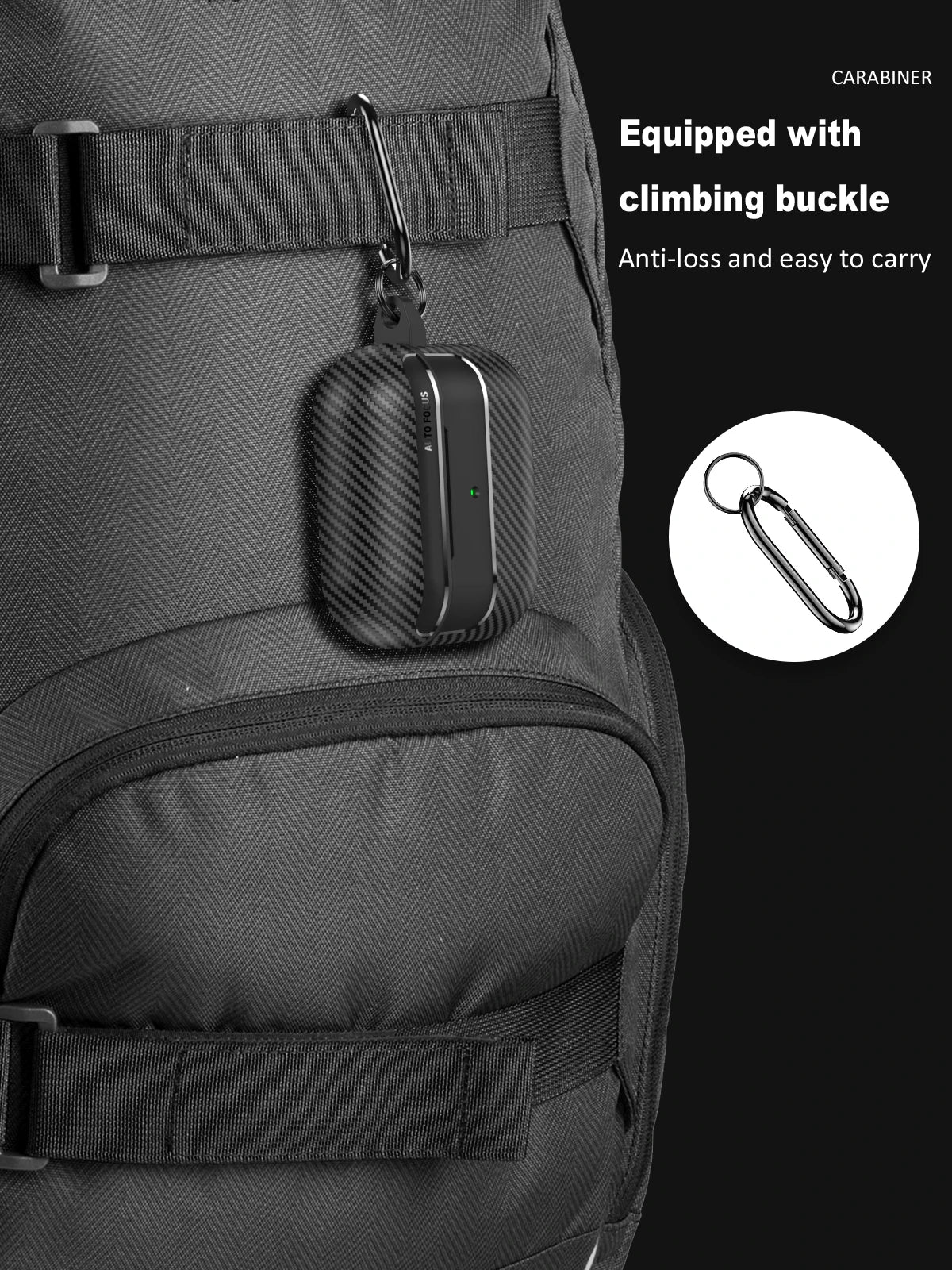 Waterproof Carbon Fiber Silicone Case for AirPods Pro 2 & 3 – Shockproof & Hook