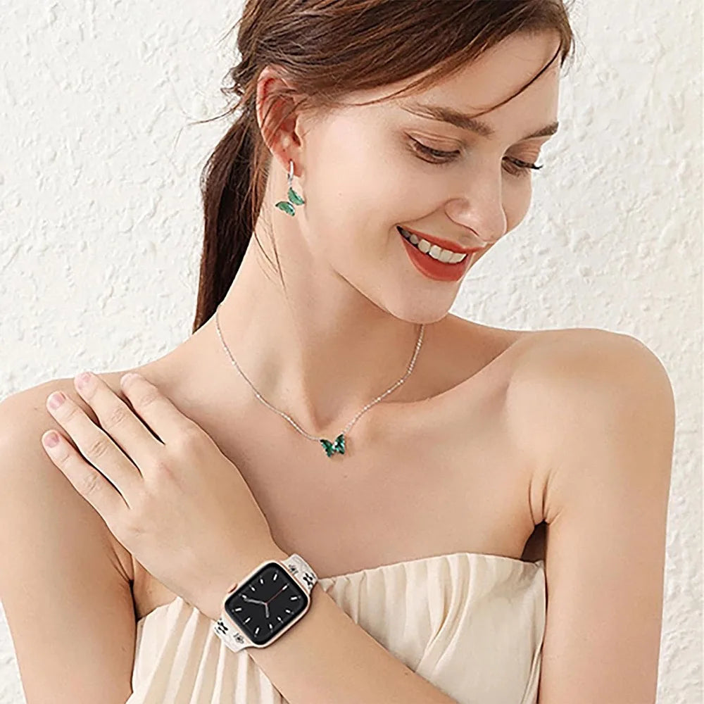 Engraved Silicone Band for Apple Watch Ultra SE 9 8 7 6 – Women’s Strap