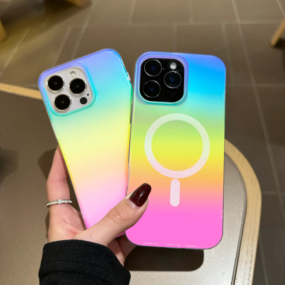 Aurora Gradient Matte Case for iPhone 11–16 Pro Max – MagSafe Acrylic