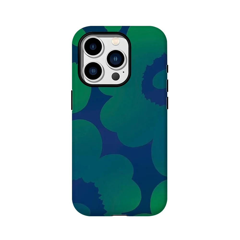Green Gradient Floral Phone Case for iPhone 11–16 Pro Max – Soft Shell Cover