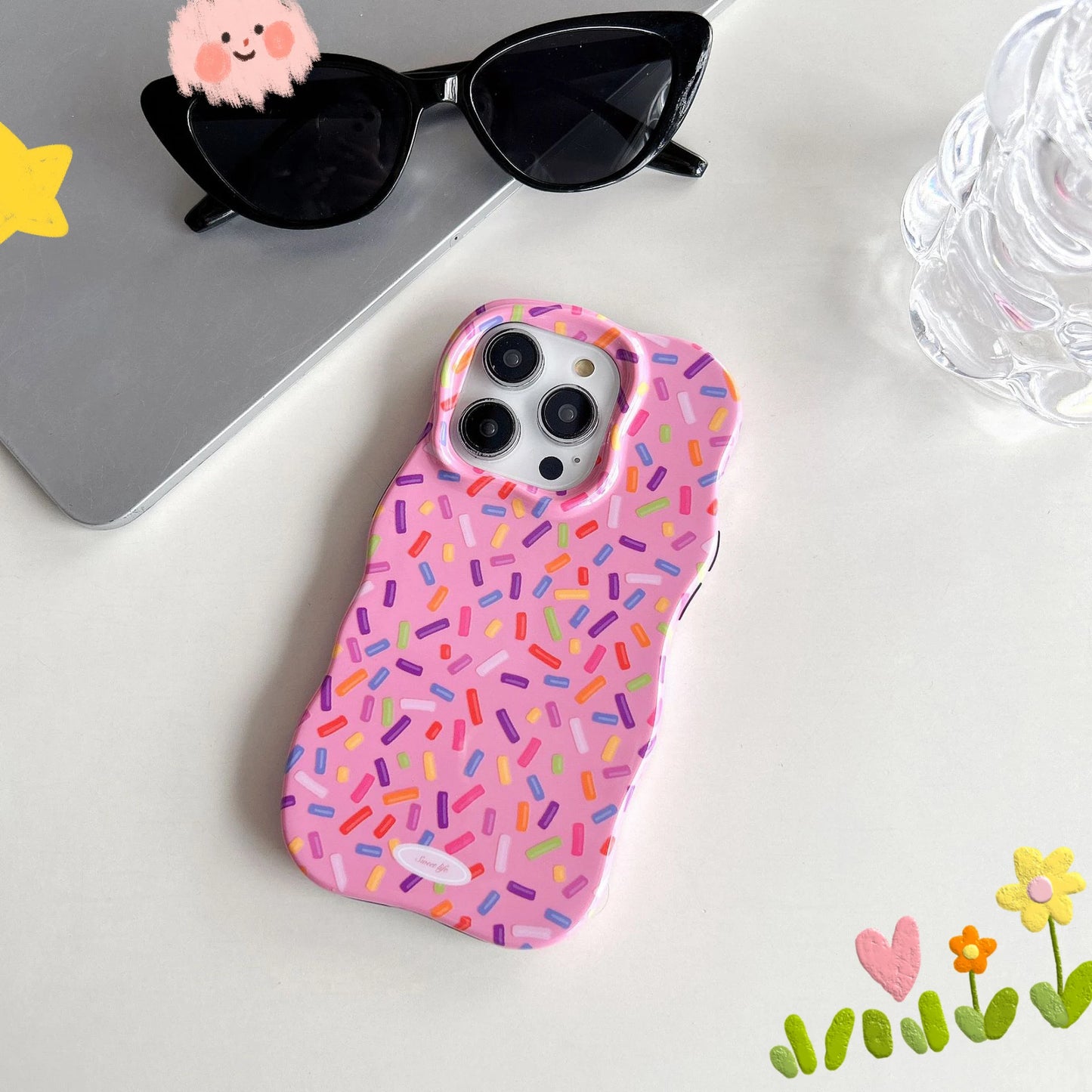 2025 Pink Donut Wave Edge Case for iPhone 15 14 13 Pro Max – Cute & Durable
