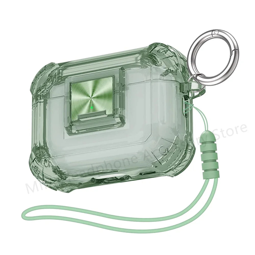 Transparent Lock Case for AirPods Pro 1 2 3 with Lanyard & Keyring