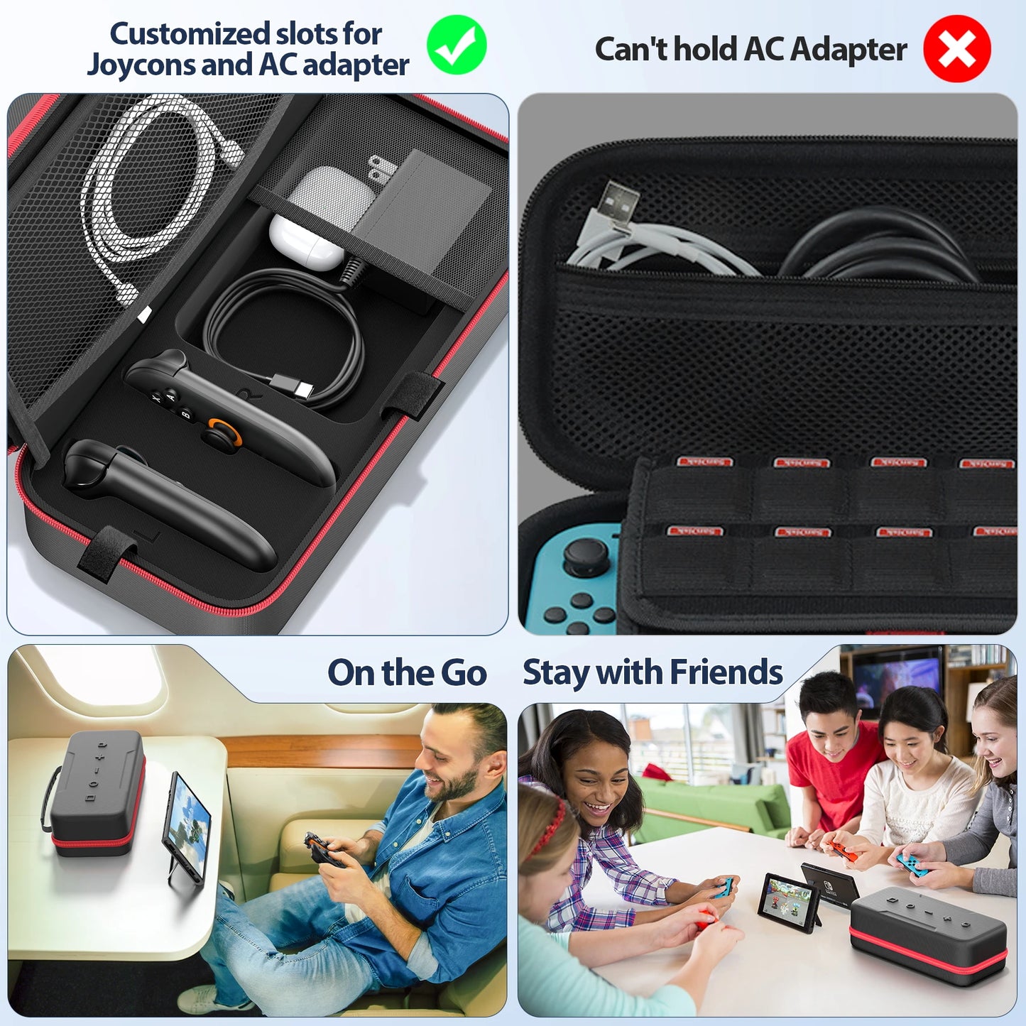 For Switch 2 & Switch Original & Switch OLED Large Storage Bag Anti-Scratch Waterproof Travel Carrying Case for Nintendo Switch