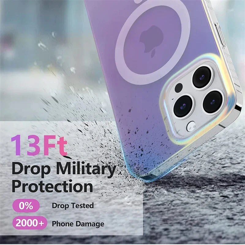 Magnetic Laser Gradient Case for iPhone 16 15 14 13 12 Pro Max