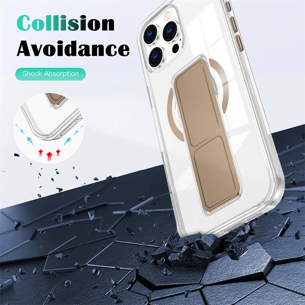 Luxury Folding Wristband Stand Magnetic Case for iPhone 12-16 Pro Max