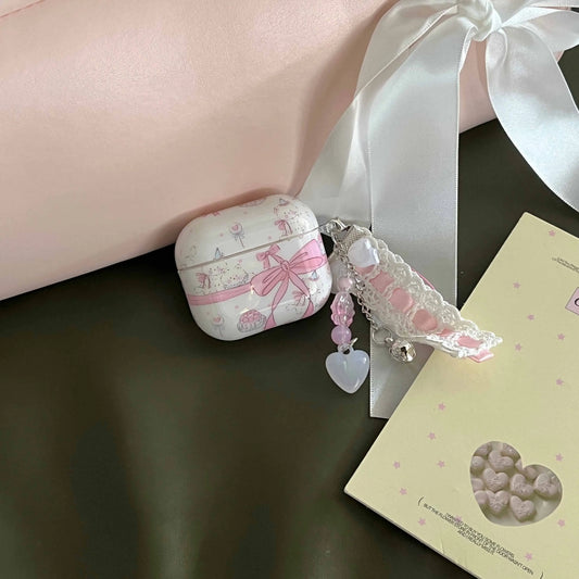 Pink Bow Crystal Pendant Cat Case for AirPods 1 3 Pro 2 2nd 4 Gen
