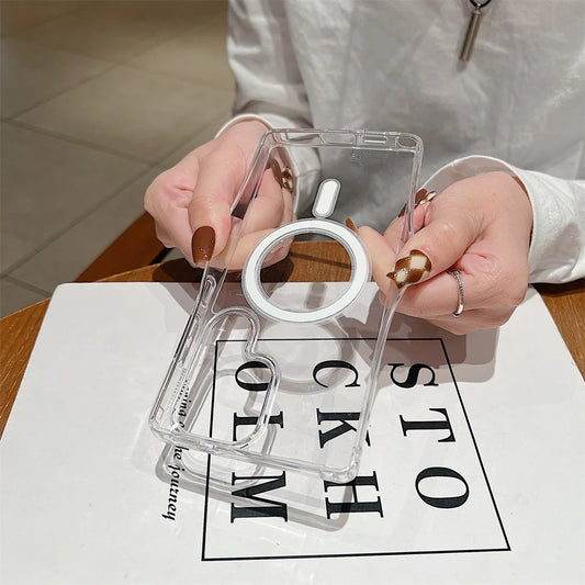 Foldable Magnetic Armor Case for Samsung S25 Ultra/S24 Plus with Stand & Wireless