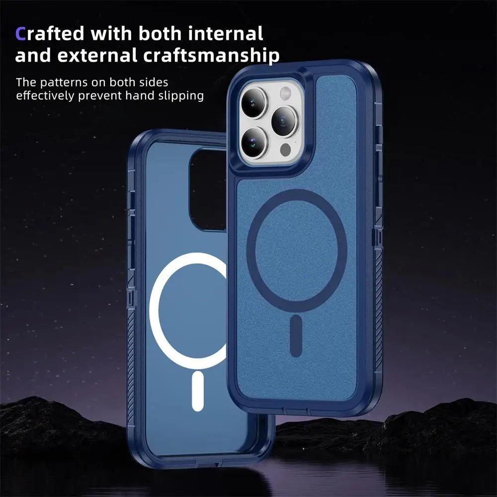 MagSafe Rugged Armor Case for iPhone 15 14 13 12 11 Pro Max Shockproof Cover