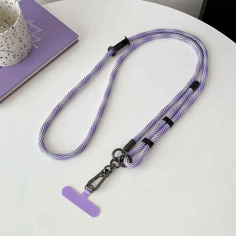 Purple Adjustable 150cm Crossbody Phone Lanyard Strap with Clip