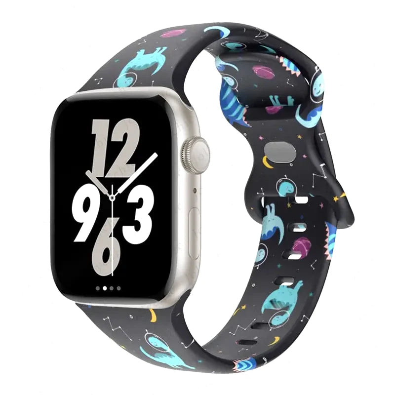Floral Silicone Strap for Apple Watch Ultra & Series 3–9 (38–49mm)