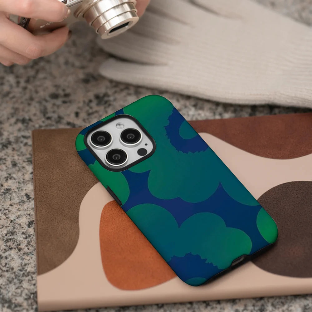 Green Gradient Floral Phone Case for iPhone 11–16 Pro Max – Soft Shell Cover