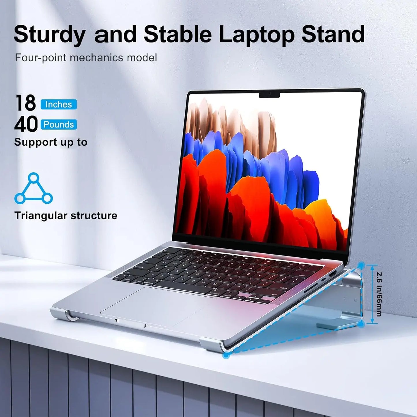Aluminum Laptop Cooling Stand Riser for MacBook, Dell, HP, Lenovo