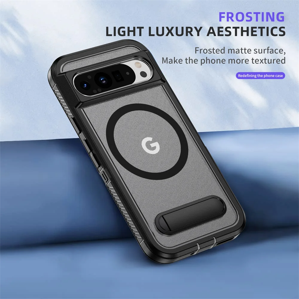 Magnetic Armor Stand Case for Google Pixel 9/8 Pro XL 8A Shockproof Cover