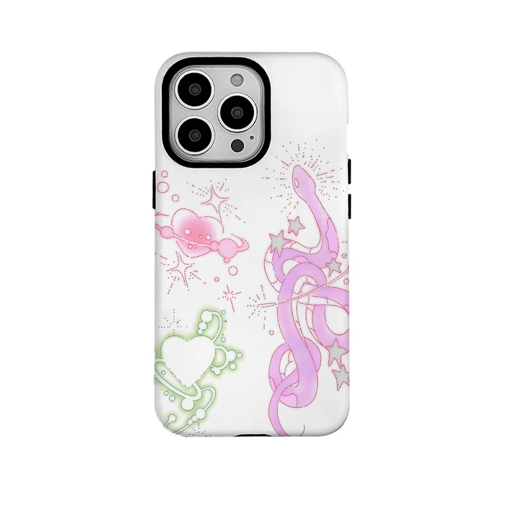 Pink Love Graffiti MagSafe Case for iPhone 11–16 Pro Max – Acrylic + TPU