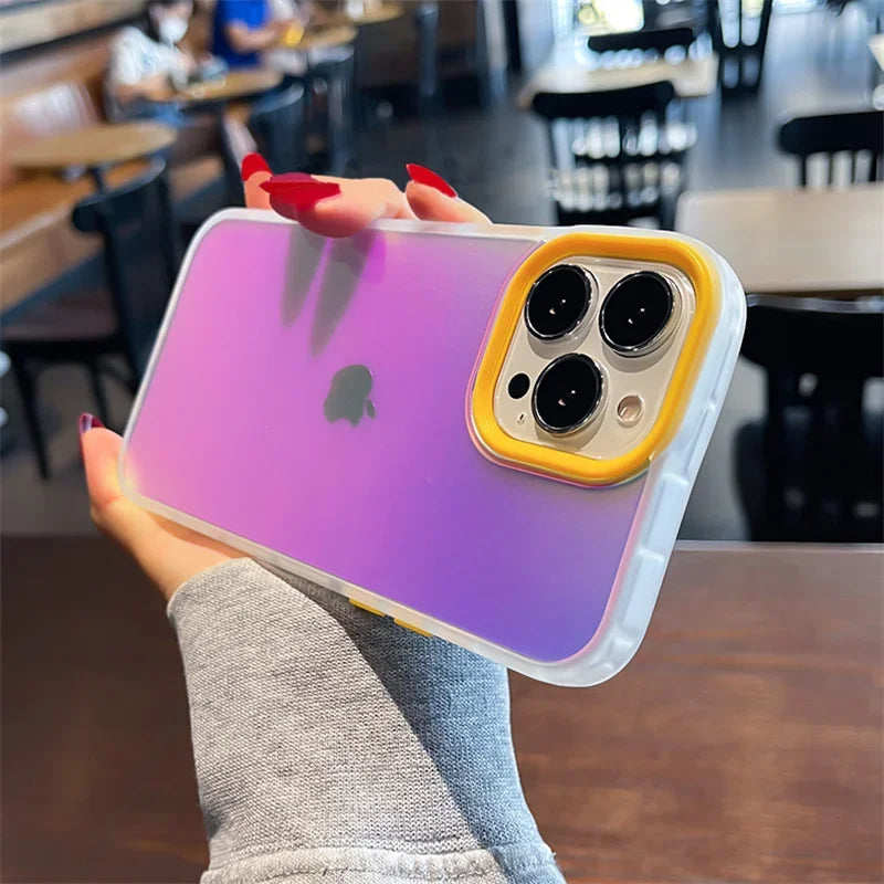 Matte Gradient Laser Shockproof Case for iPhone 15 14 Plus Pro Max