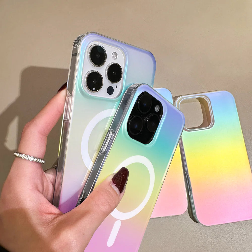 Aurora Gradient Matte Case for iPhone 11–16 Pro Max – MagSafe Acrylic